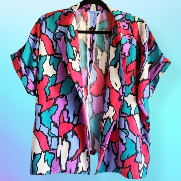 Vintage Tops - 💜Vintage Bright & Colorful Fun Blazer Top💜
